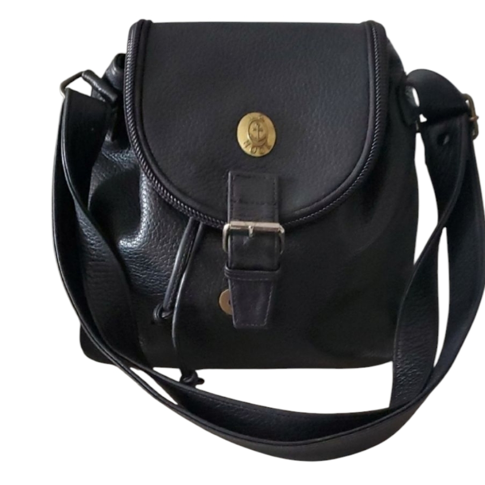J.G Hook Vtg Black Crossbody Bag  with Adjustable Strap and Flap Closure